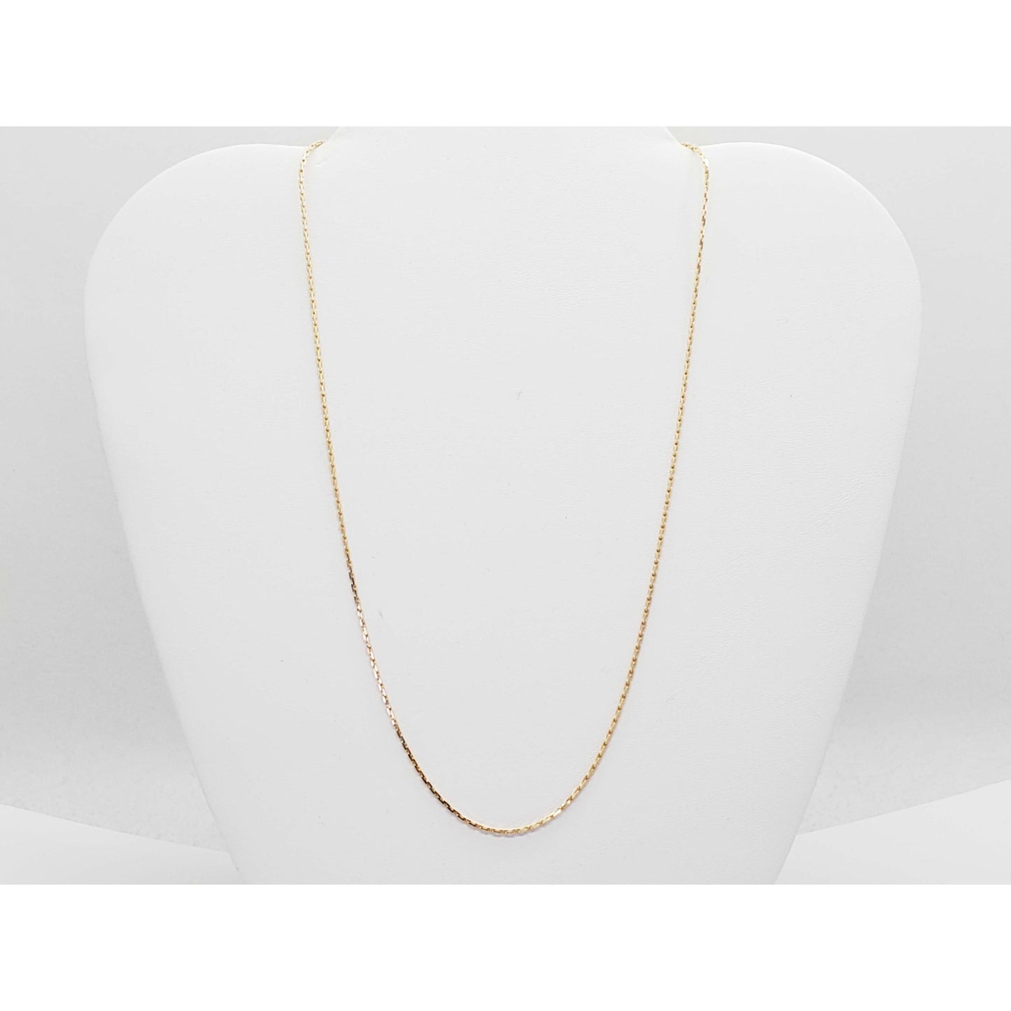 Thin Italian Boston Style Link Chain Necklace 18k Gold 21" Long