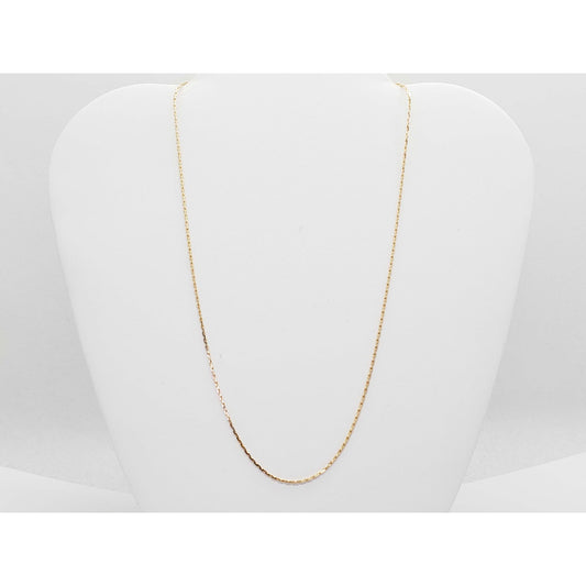 Thin Italian Boston Style Link Chain Necklace 18k Gold 21" Long