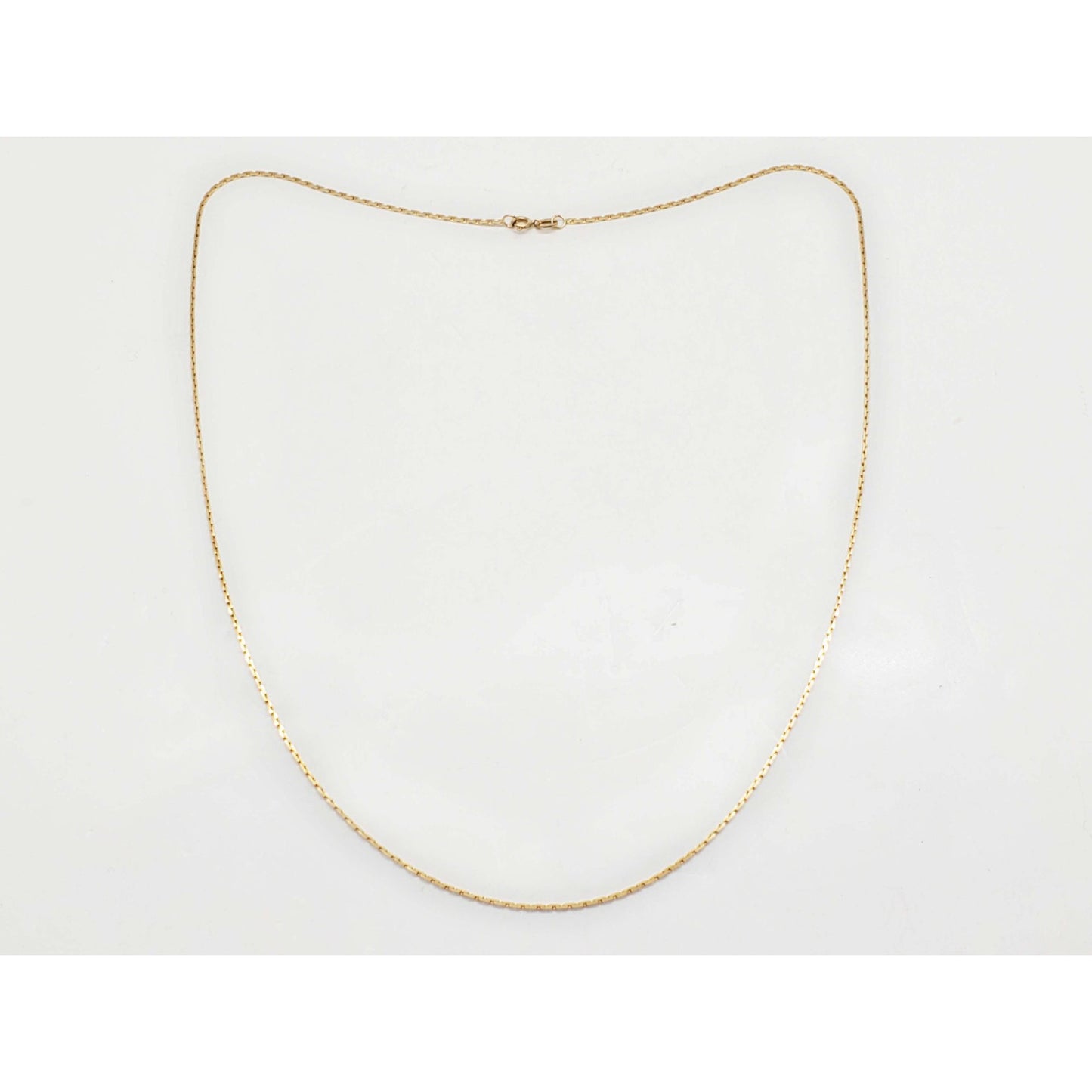 Thin Italian Boston Style Link Chain Necklace 18k Gold 21" Long