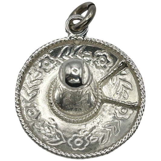 Vintage 925 Sterling Silver Mexican Sombrero Hat Charm/Pendant
