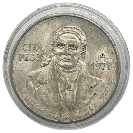 Mexico Cien 100 Pesos 1978 Jose Maria Morelos y Pavon Ley .720 Silver Plata Pura
