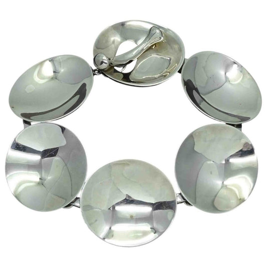 Robert Lee Morris RLM Designer Concave Disc Link Toggle Bracelet Sterling Silver