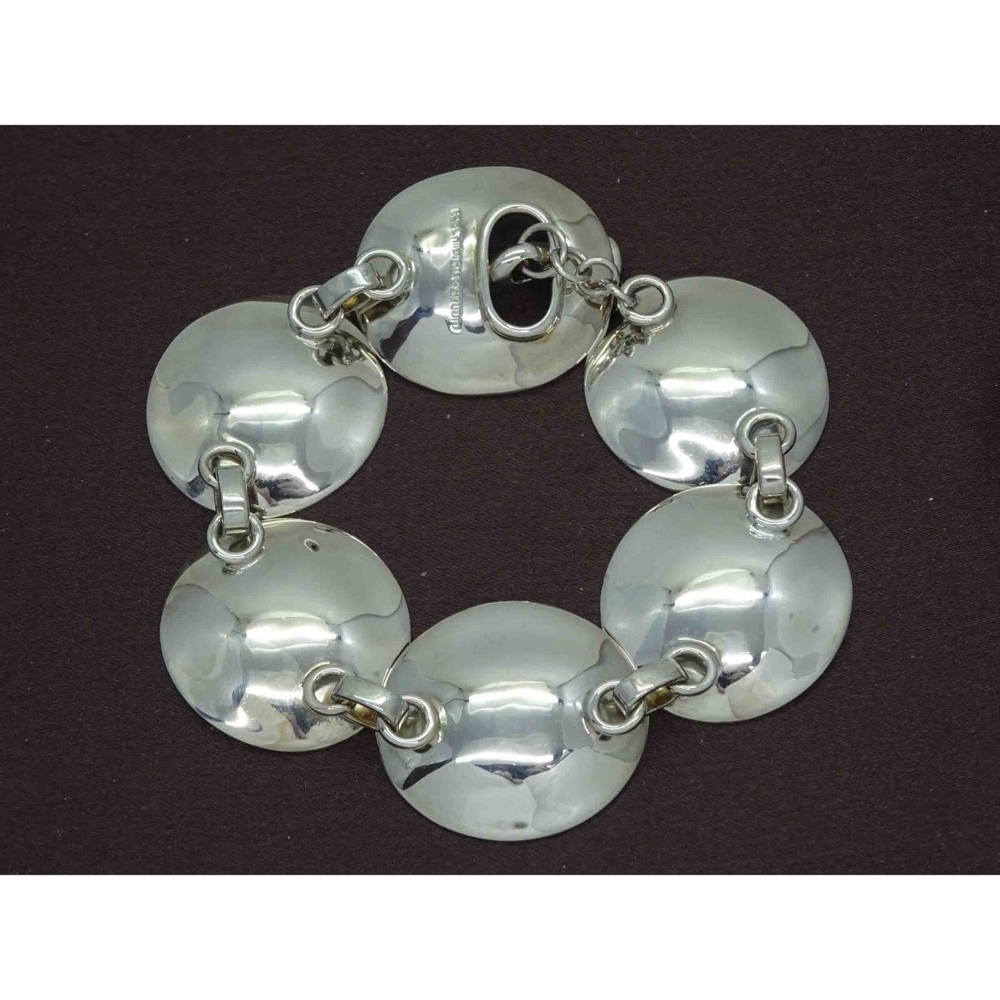 Robert Lee Morris RLM Designer Concave Disc Link Toggle Bracelet Sterling Silver