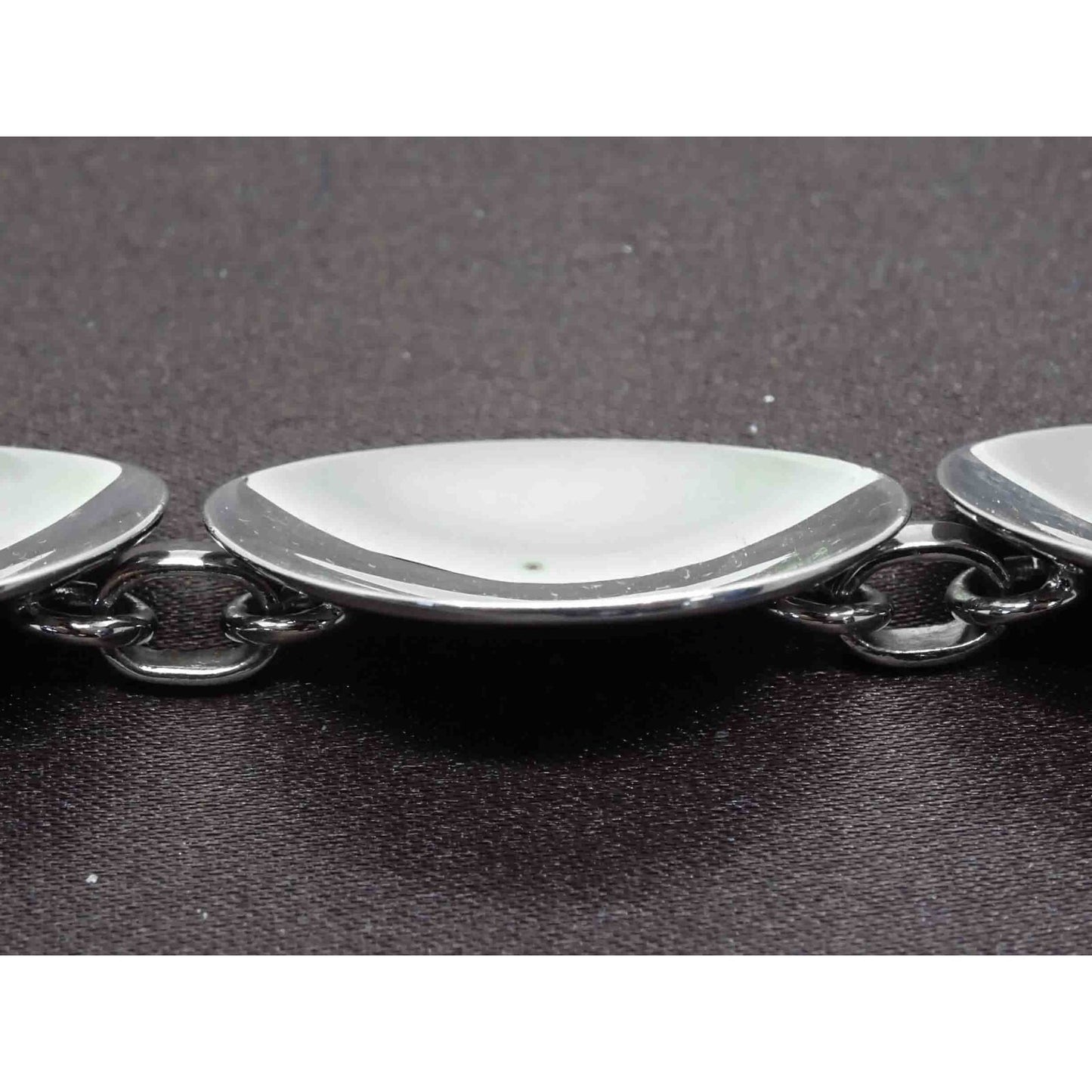 Robert Lee Morris RLM Designer Concave Disc Link Toggle Bracelet Sterling Silver