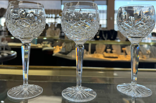 3 Waterford Crystal Colleen Hock Wine Glasses