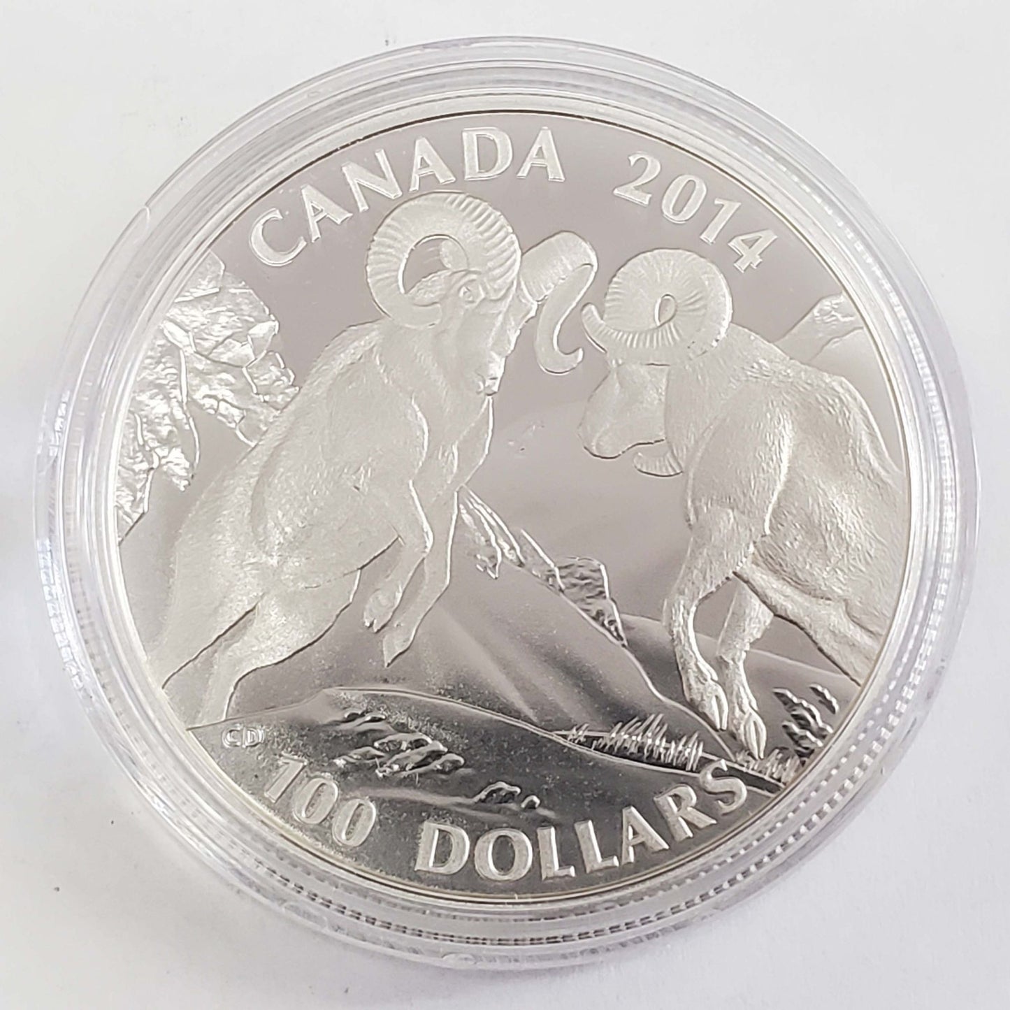 Royal Canadian Mint 2014 $100 1 oz .999 Fine Silver Bighorn Sheep Coin w/Box