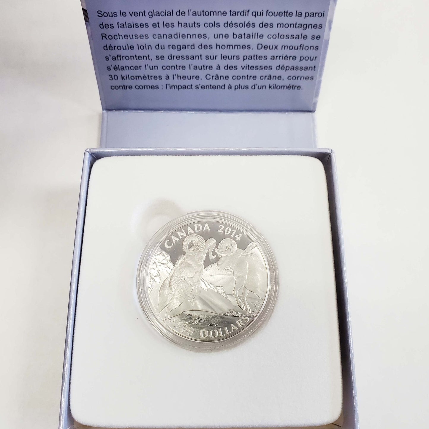 Royal Canadian Mint 2014 $100 1 oz .999 Fine Silver Bighorn Sheep Coin w/Box