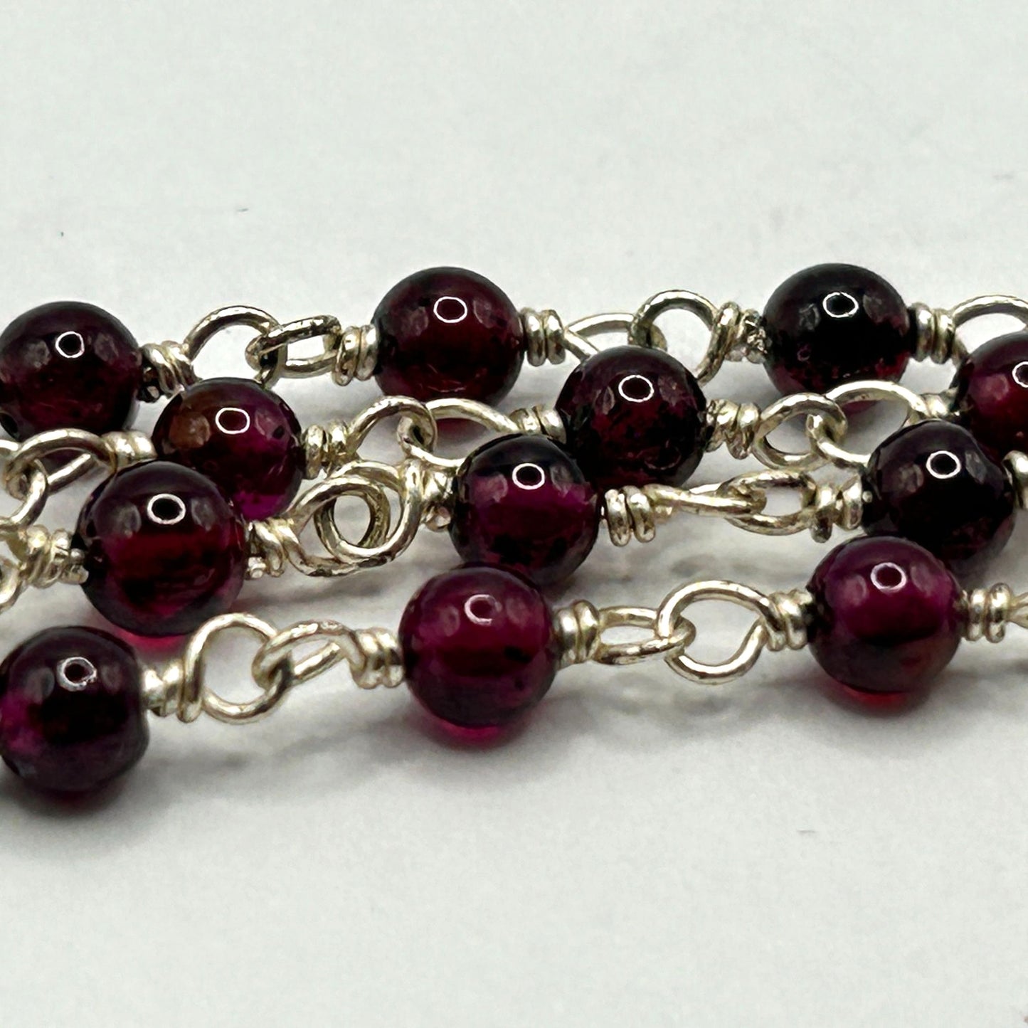 Garnet and 925 Sterling Silver 16" Y-Drop Necklace 3.9mm Beads