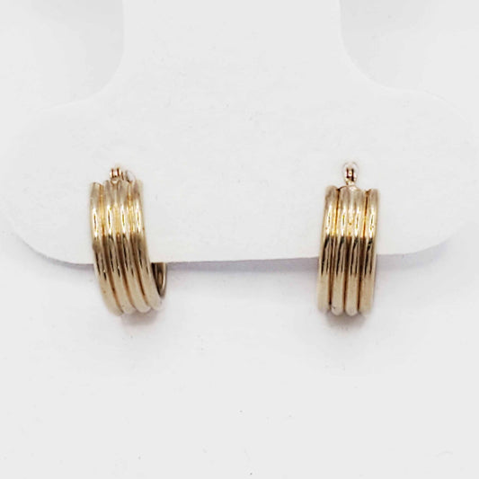 4-Tube Rib Huggie Hoop Earrings 10k Gold