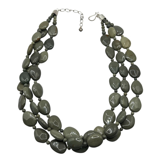 Jay King Triple Strand Leopard Ocean Jasper 18" Necklace 925 Sterling Clasp