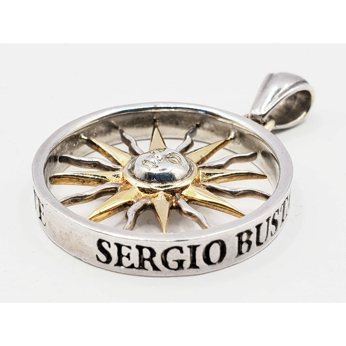 Sergio Bustamante Sun Star Wheel Pendant Two-Tone Sterling Silver