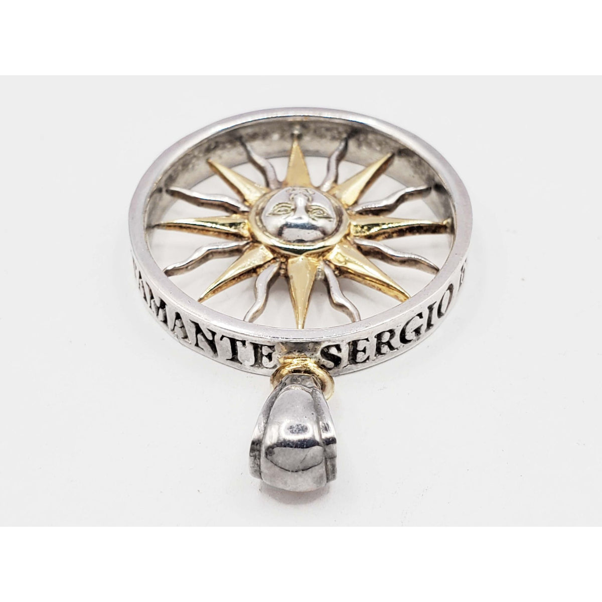 Sergio Bustamante Sun Star Wheel Pendant Two-Tone Sterling Silver