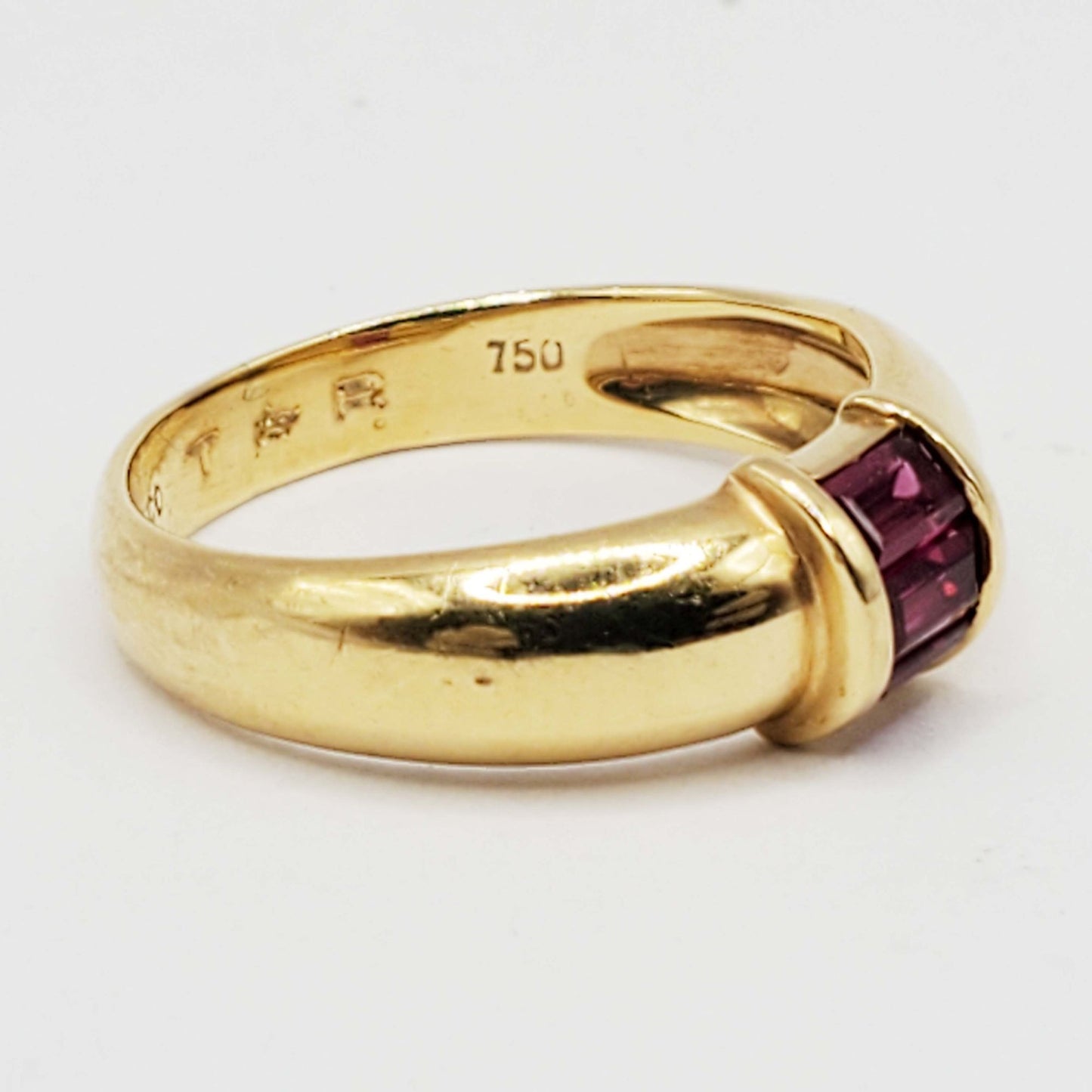 Tiffany & Co 3-Stone Baguette Ruby Ring 18k Gold Size 6.5
