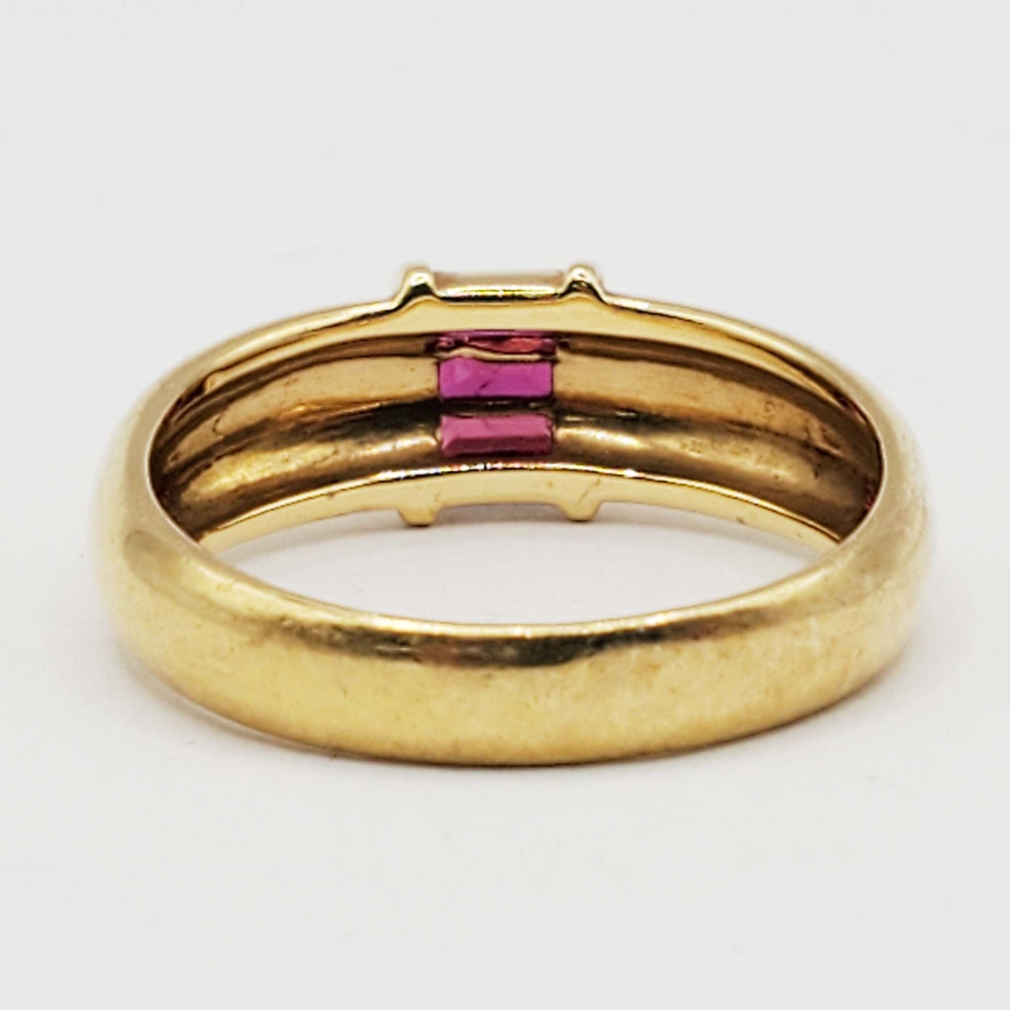 Tiffany & Co 3-Stone Baguette Ruby Ring 18k Gold Size 6.5