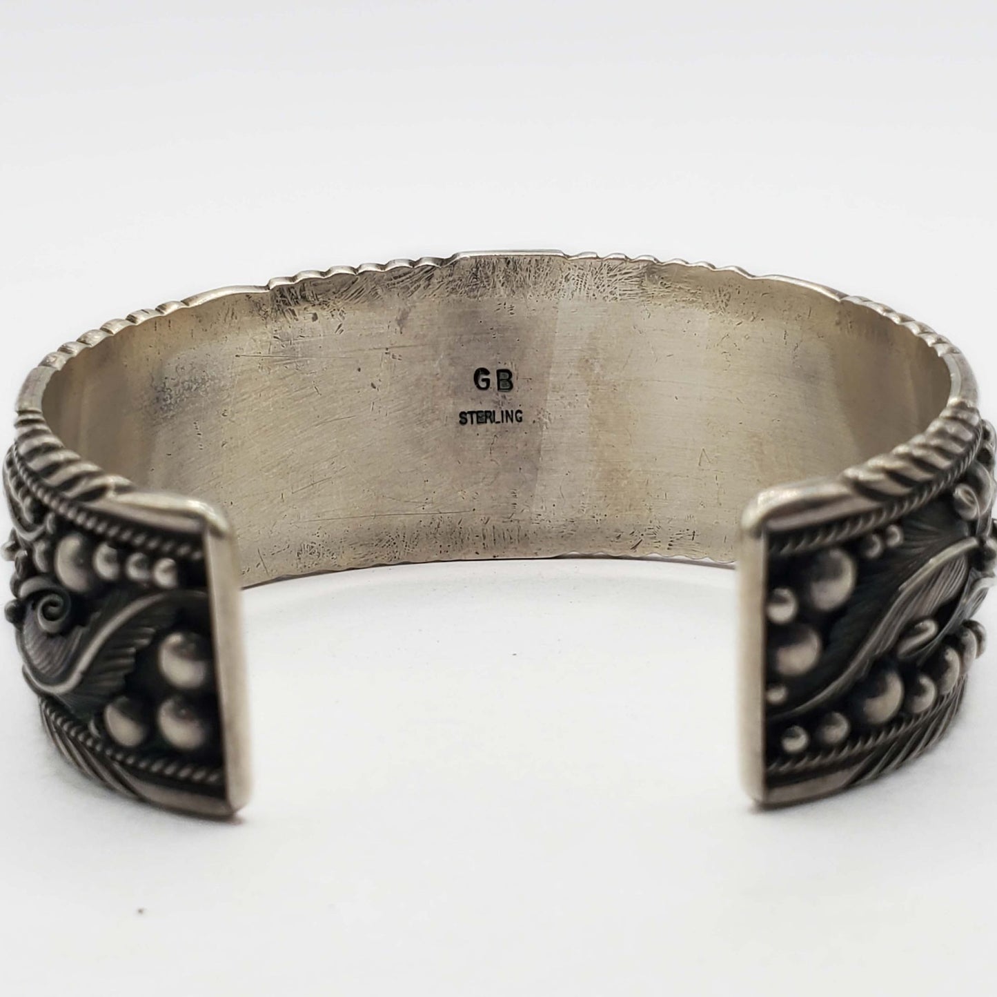 Southwestern George Begay Navajo Sterling Silver Repousse Cuff Bracelet