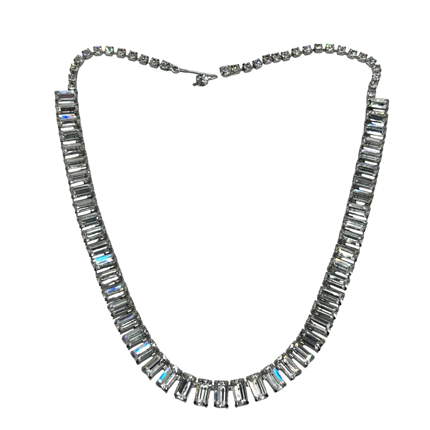 Vintage Signed Rifas Clear Swarovski Rhinestone Crystal Choker Necklace 16"