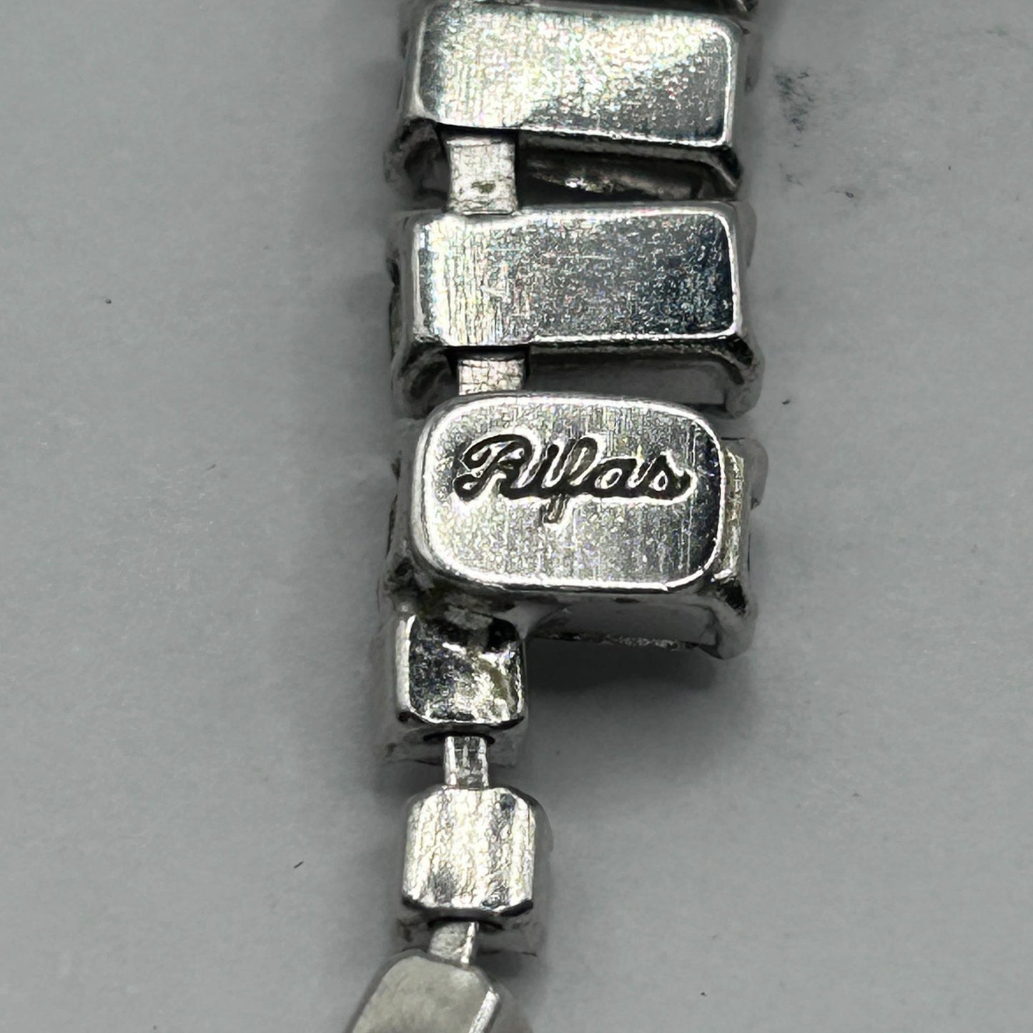 Vintage Signed Rifas Clear Swarovski Rhinestone Crystal Choker Necklace 16"