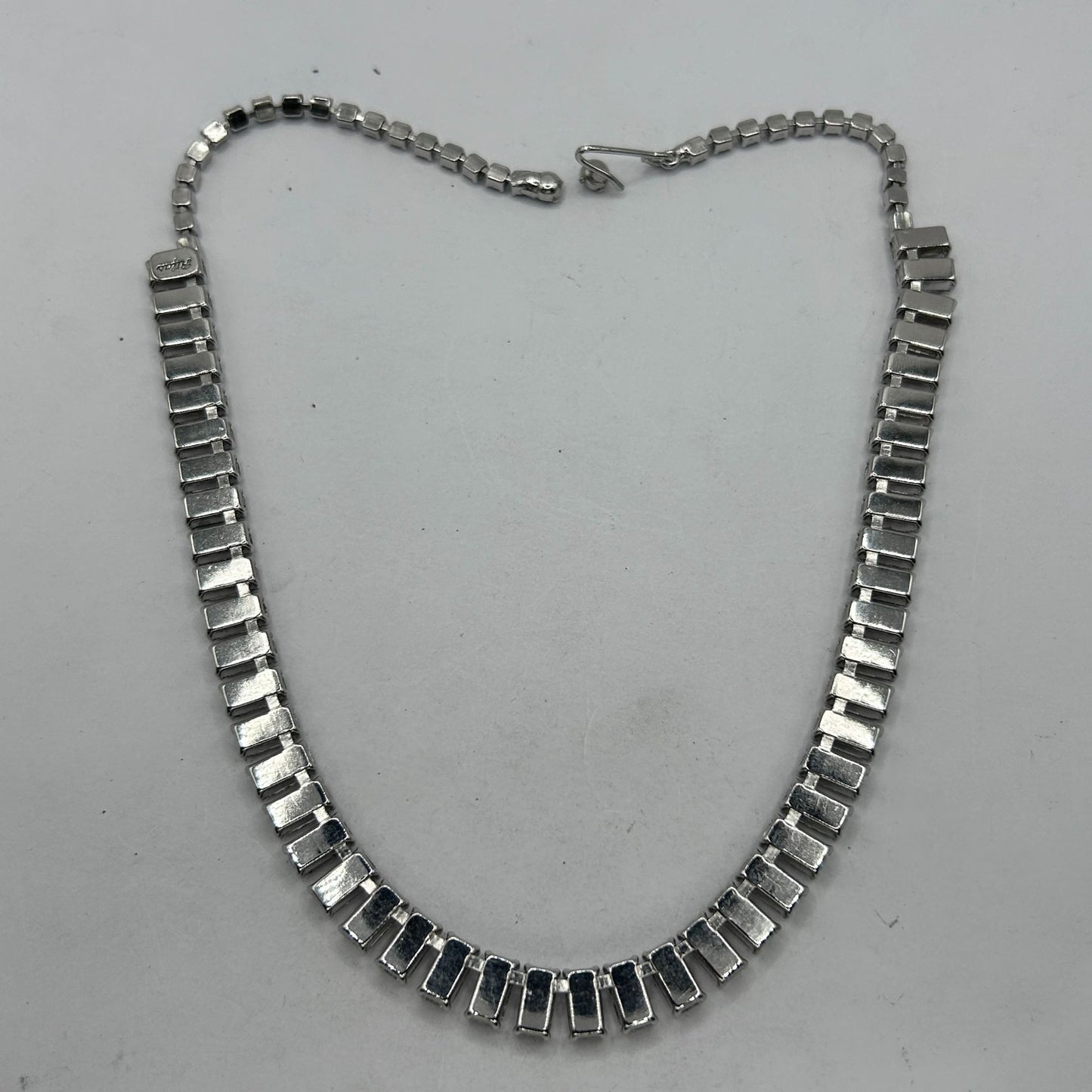 Vintage Signed Rifas Clear Swarovski Rhinestone Crystal Choker Necklace 16"