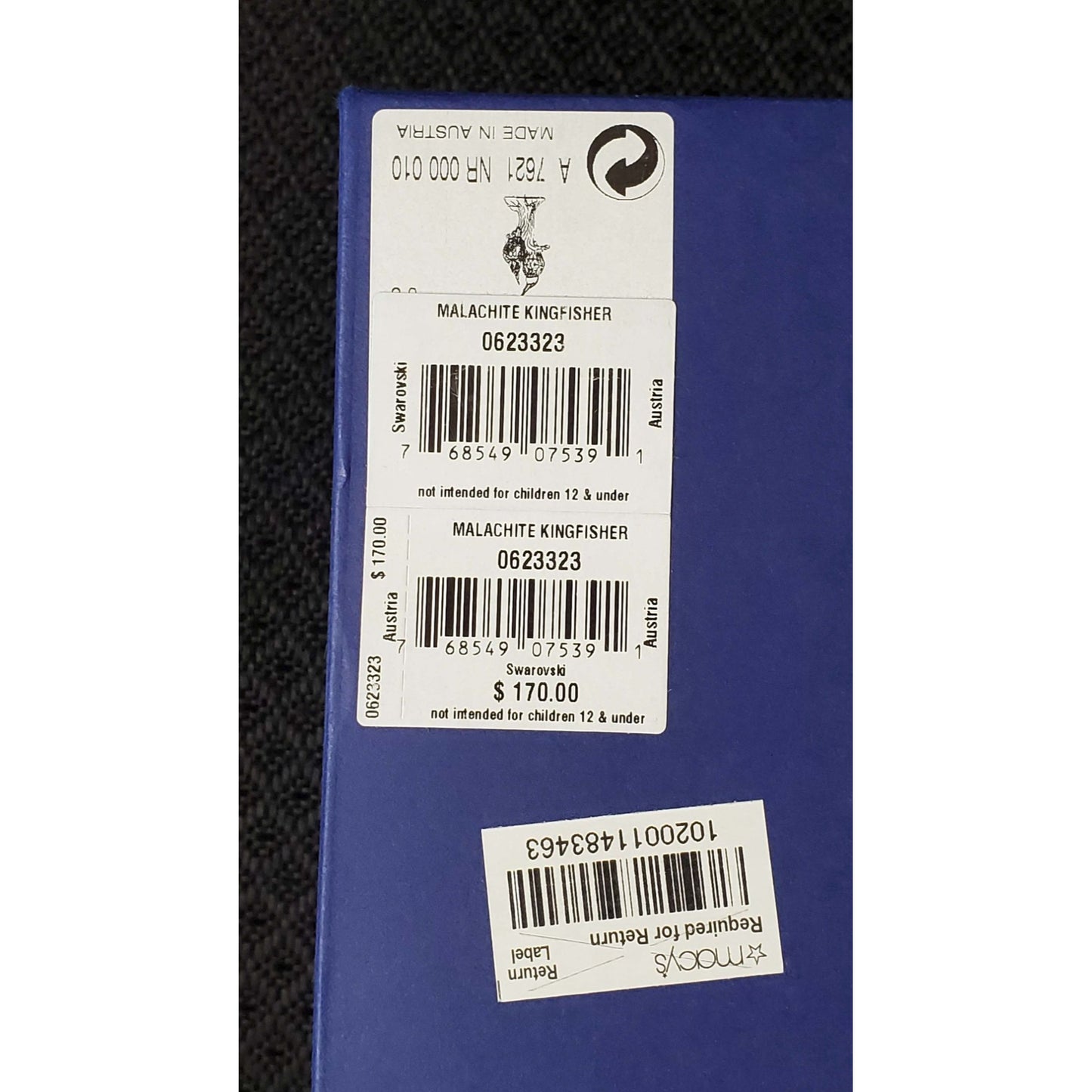 Swarovski Crystal #0623323 "Malachite Kingfisher" Birds with Original Box & COA