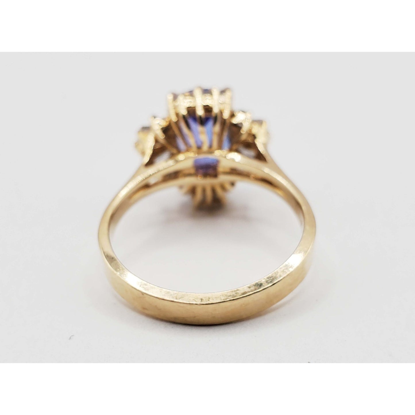 Vintage LeVian Cushion Tanzanite & Diamond Cocktail Ring 14k Gold Size 7.25