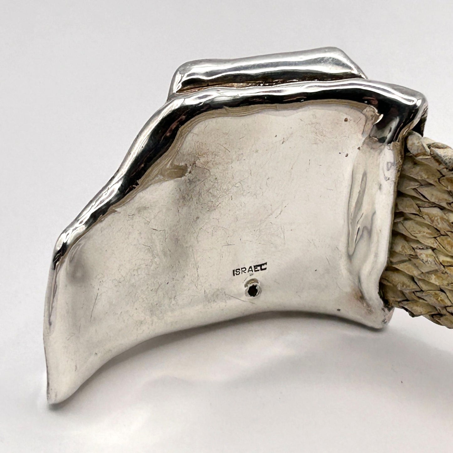 925 Sterling Silver Magnetic Clasp 8.75" Leather Bracelet Israel 47.4g