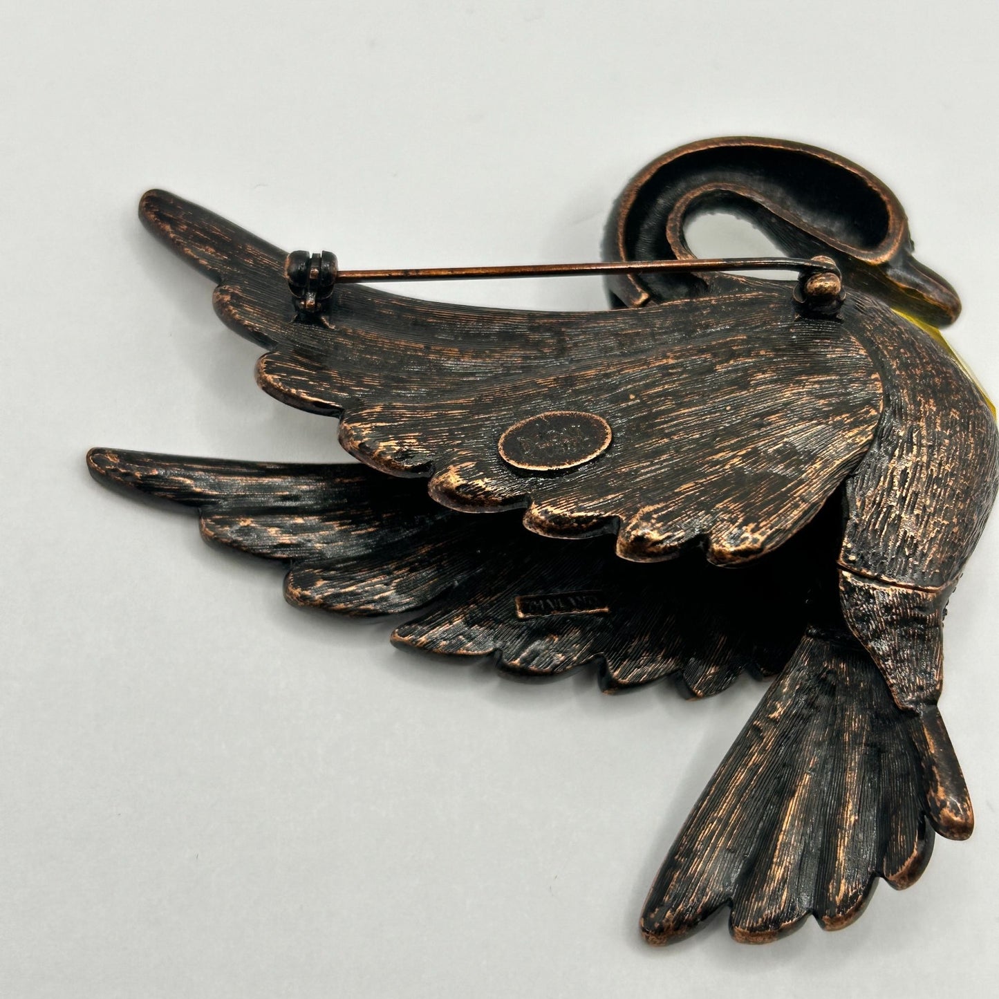 Vintage Joan Rivers Multi Crystal & Big Belly Stone Swan Pin