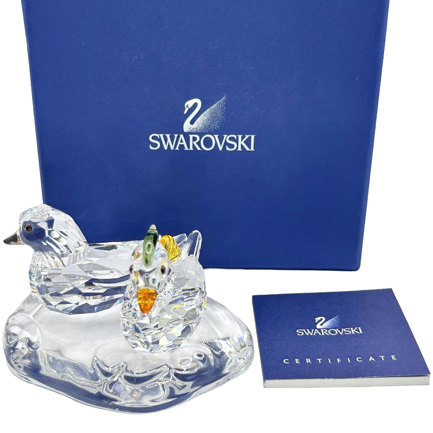 Swarovski Crystal 858736 Mandarin Ducks on Pond w 1 Box & COA - No Stickers