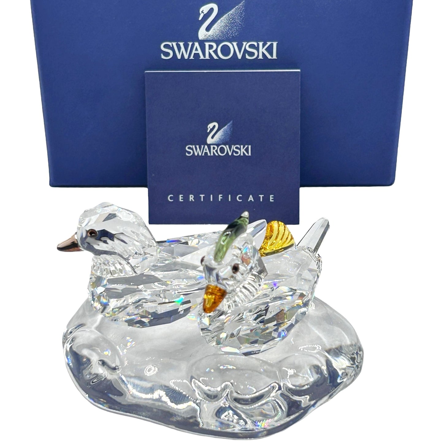 Swarovski Crystal 858736 Mandarin Ducks on Pond w 1 Box & COA - No Stickers