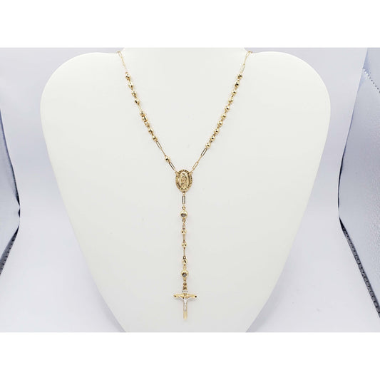 Religious Rosary Bead Necklace Lady of Guadalupe 14k Gold