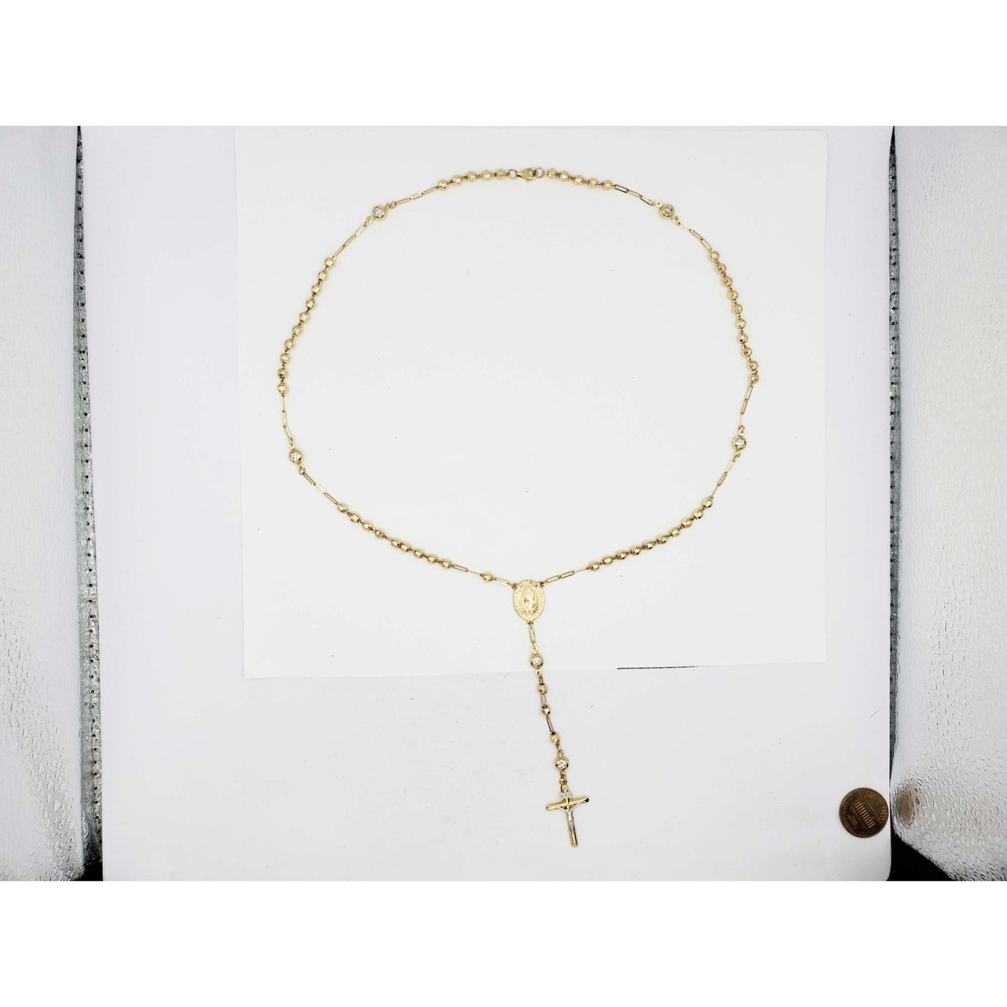 Religious Rosary Bead Necklace Lady of Guadalupe 14k Gold