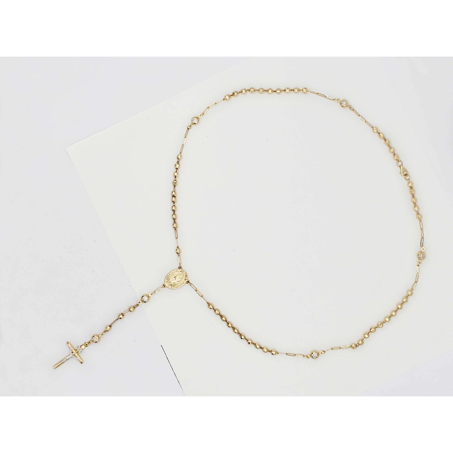 Religious Rosary Bead Necklace Lady of Guadalupe 14k Gold