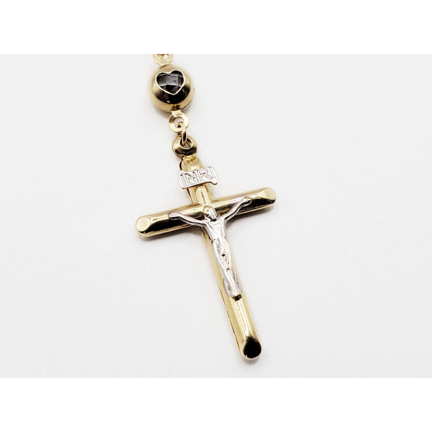 Religious Rosary Bead Necklace Lady of Guadalupe 14k Gold