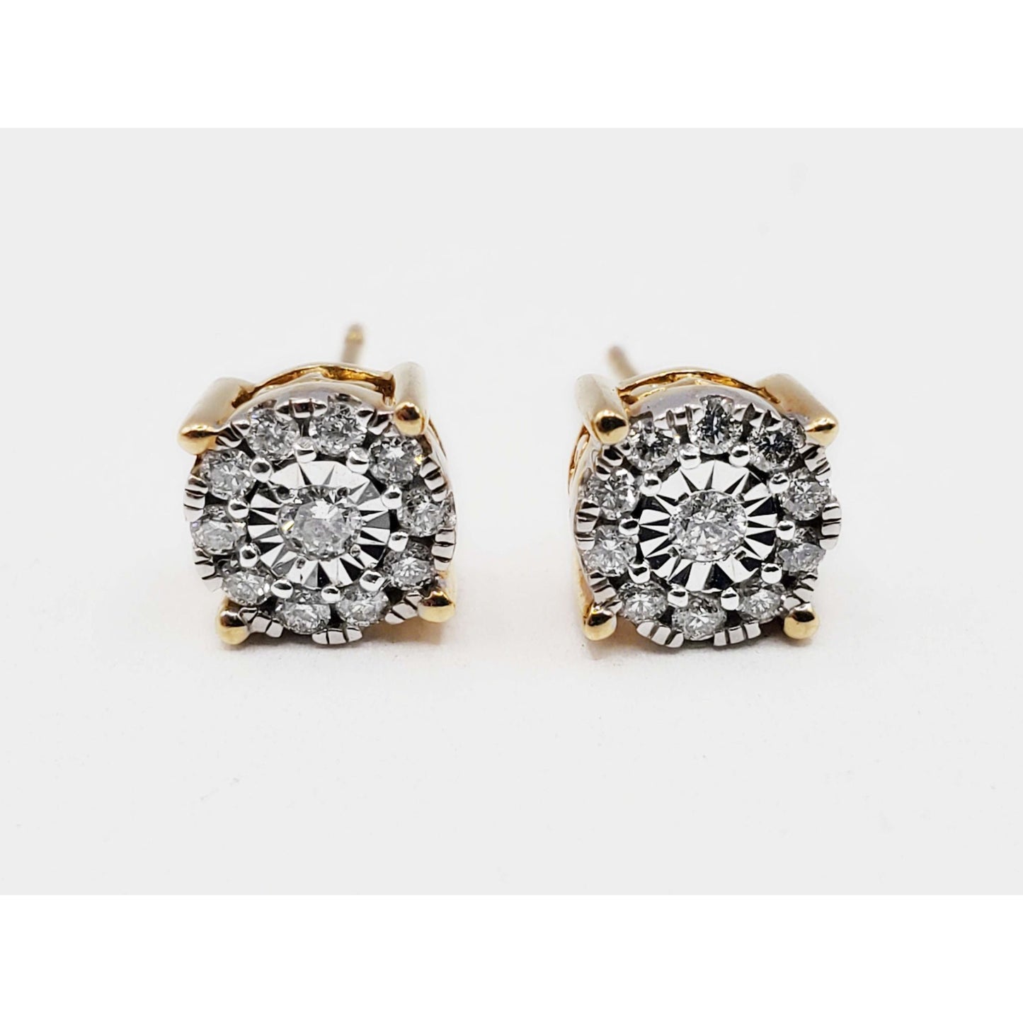 0.33 ctw Natural Diamond Cluster Stud Earrings 14k Gold UD