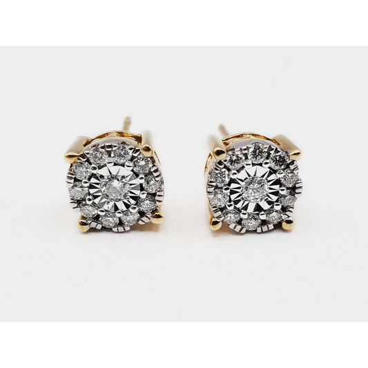 0.33 ctw Natural Diamond Cluster Stud Earrings 14k Gold UD