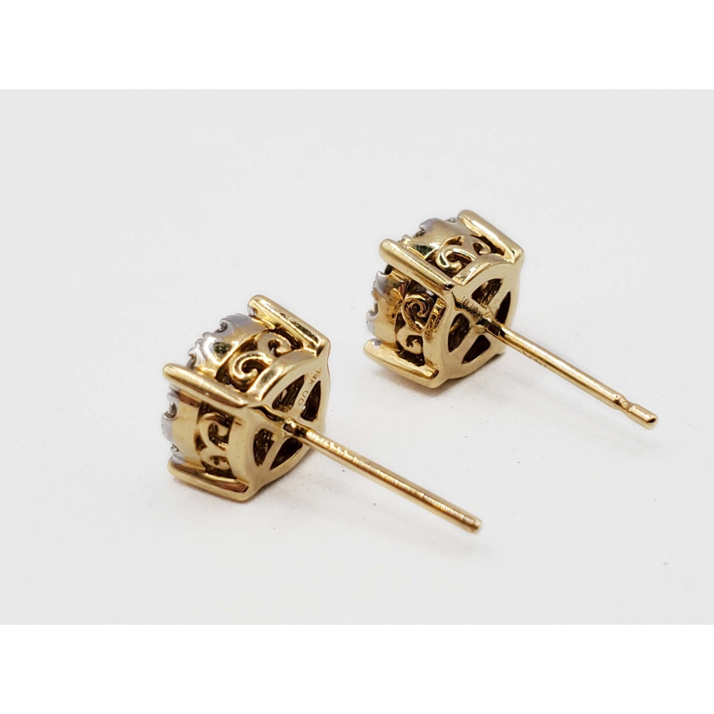 0.33 ctw Natural Diamond Cluster Stud Earrings 14k Gold UD