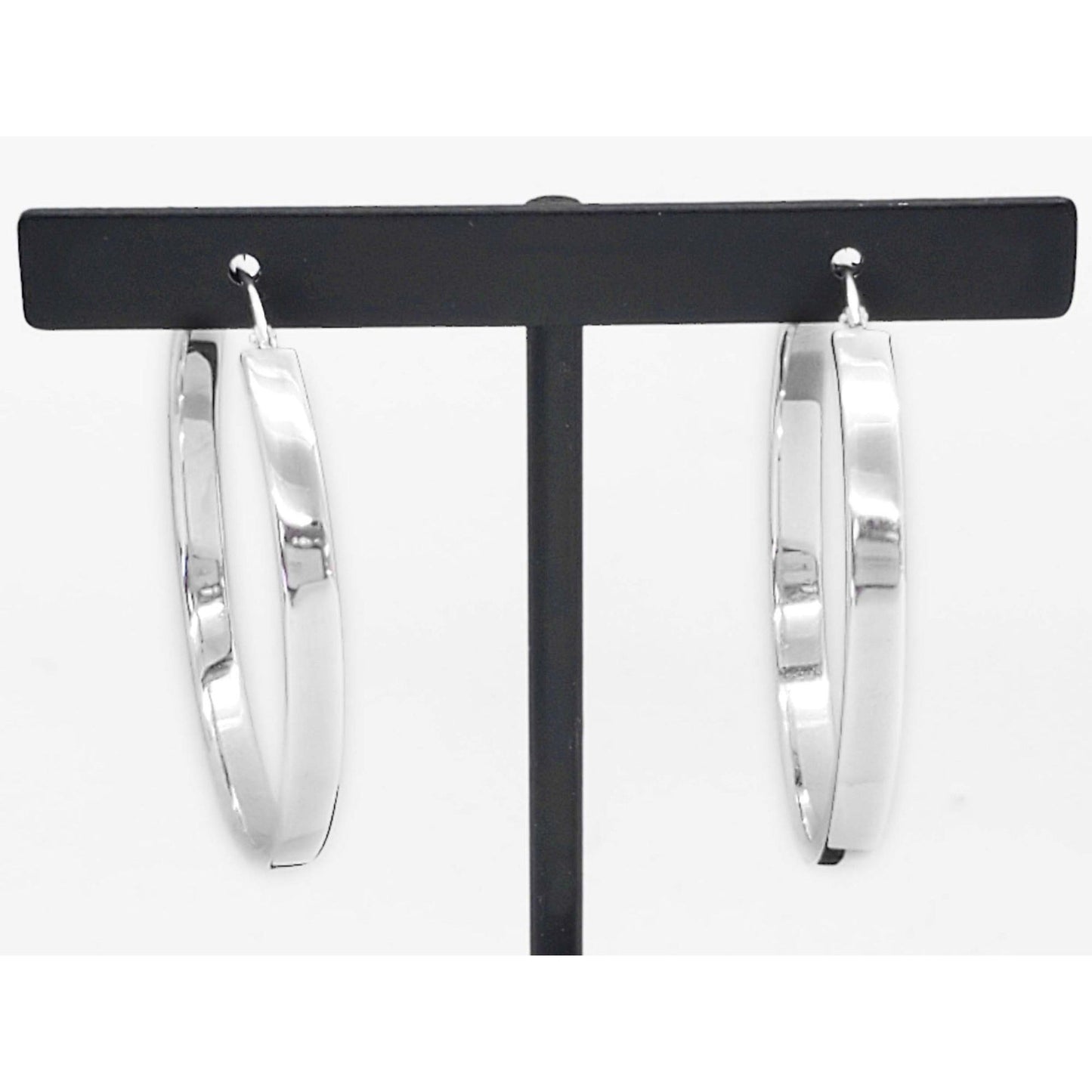 Itaor Italy 4mm Wide Hoop Earrings 41.5mm Diameter Sterling Silver