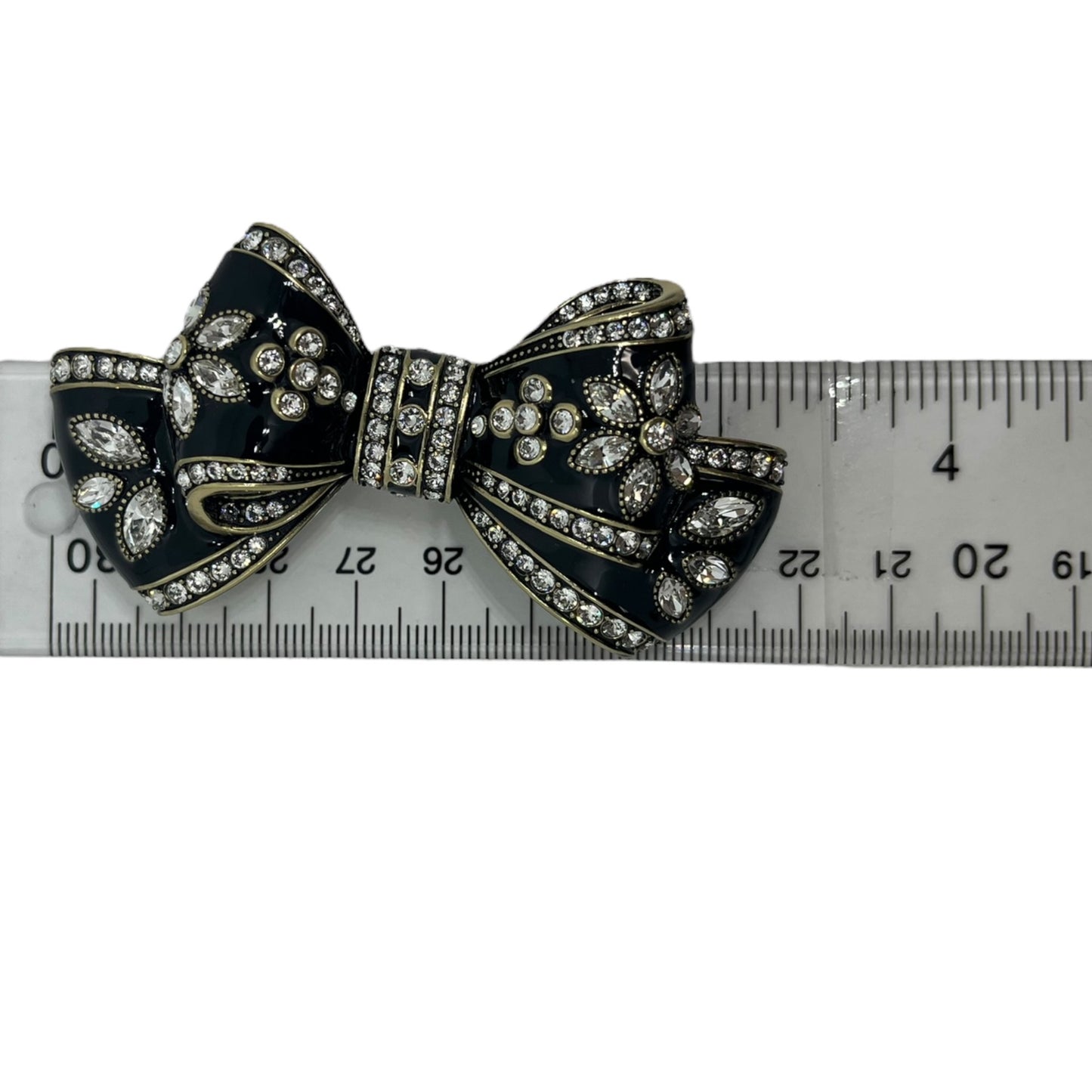 Heidi Daus Belle Beau Enamel and Crystal Bow Pin Brooch Statement