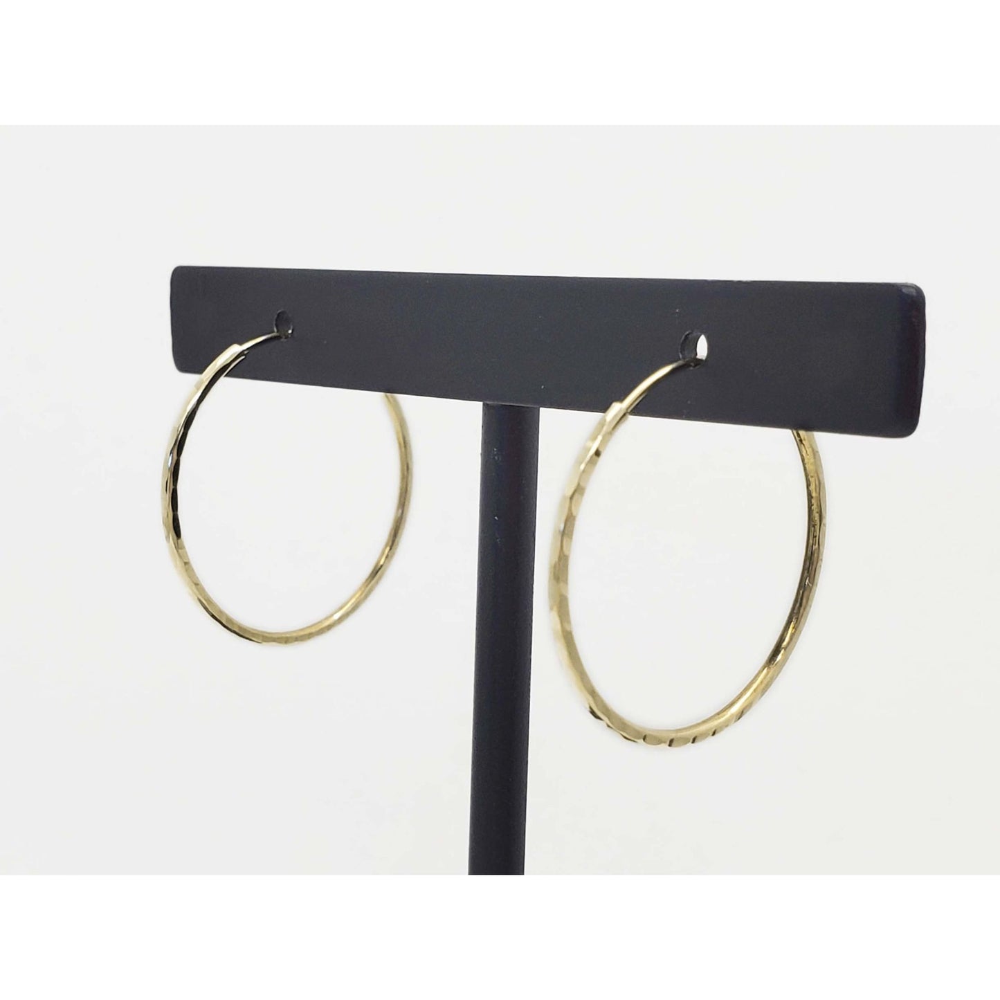 1mm Wide Dia-Cut Hoop Earrings 14k Gold 24mm Diameter