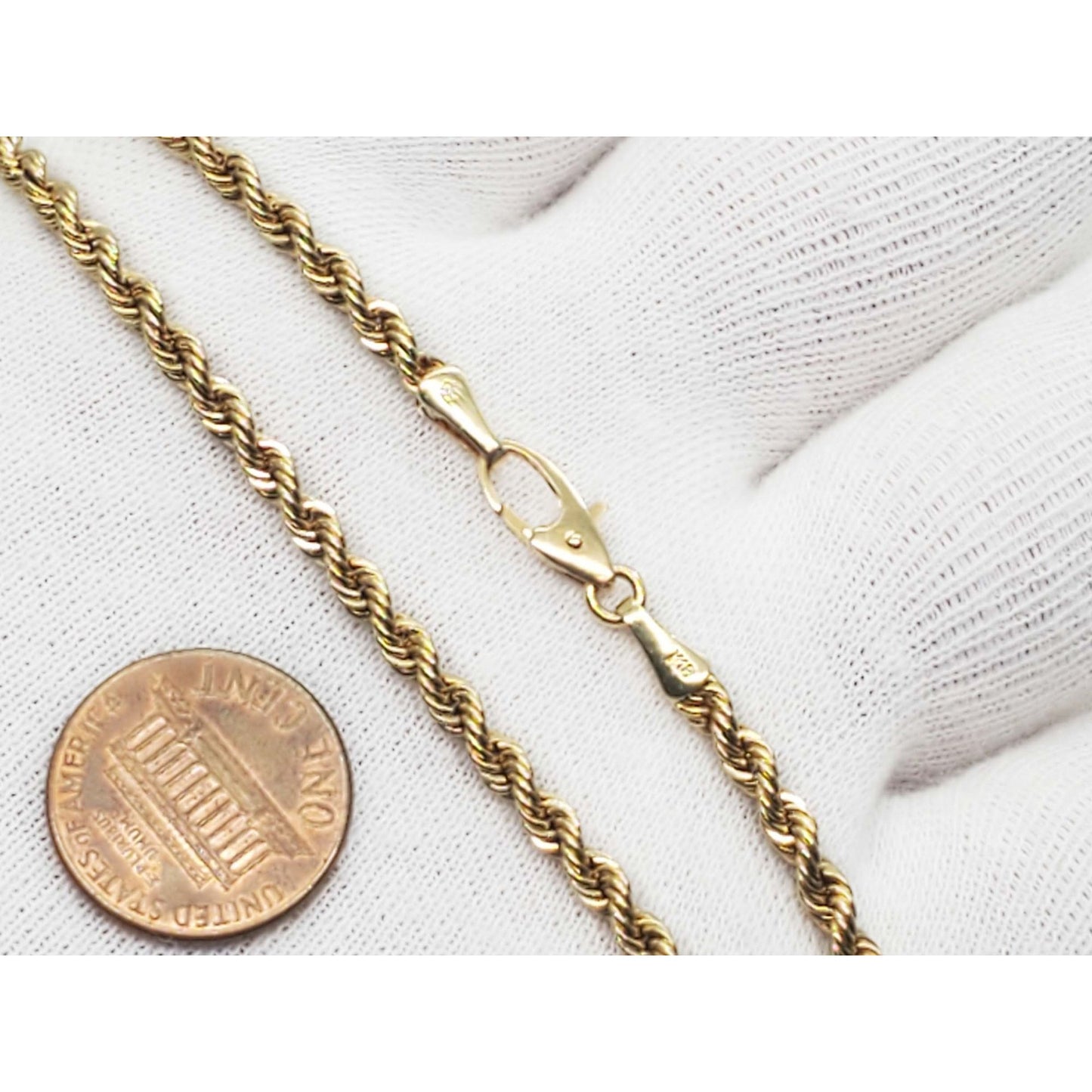 3mm Wide Rope Chain Necklace 18k Gold 19" Long 22.6 Grams