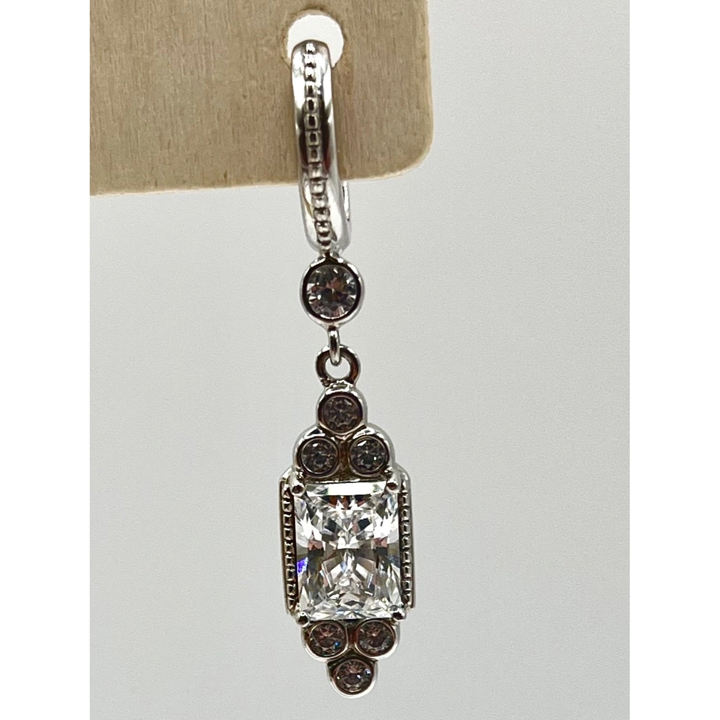 Michael Valitutti Gems En Vogue Sterling Silver CZ Dangle Drop Earrings Formal