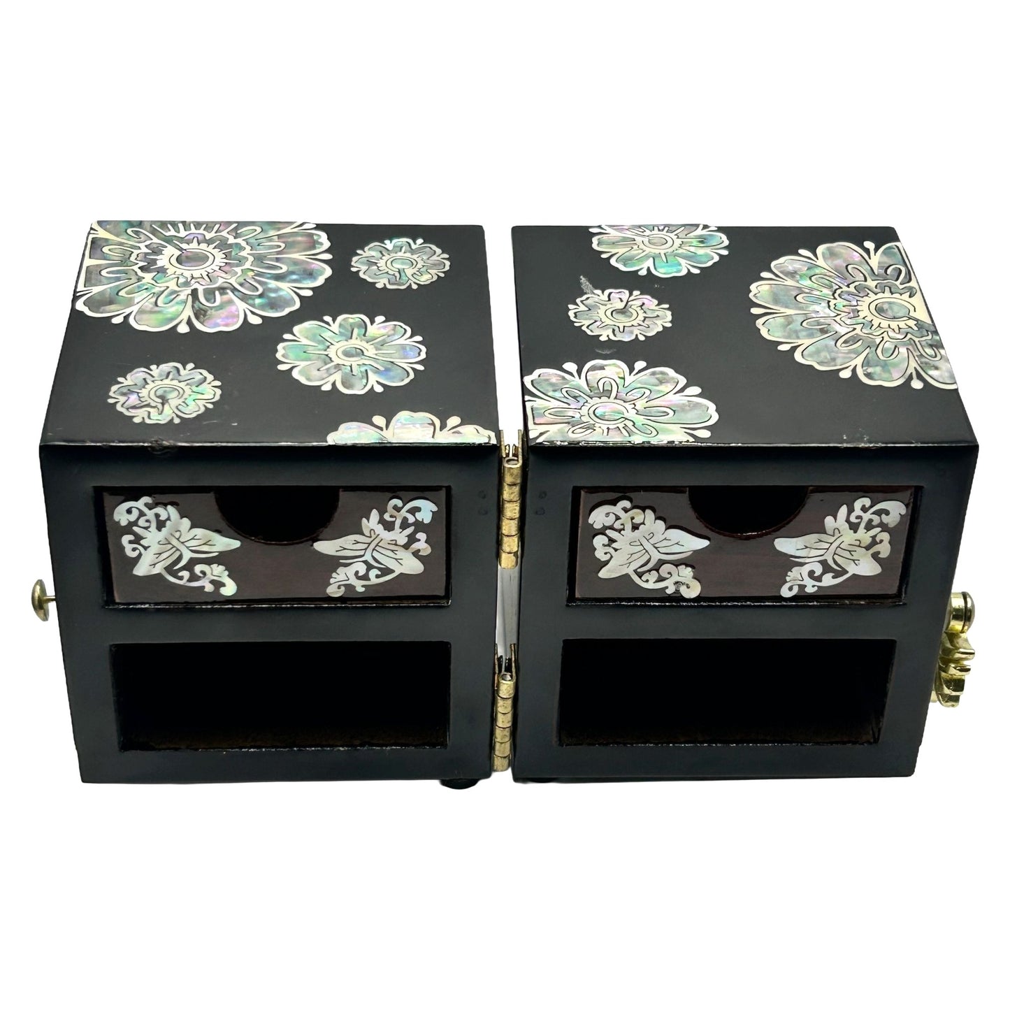 Bomano Handmade Rectangle Mother of Pearl Flower Jewelry Box - USED