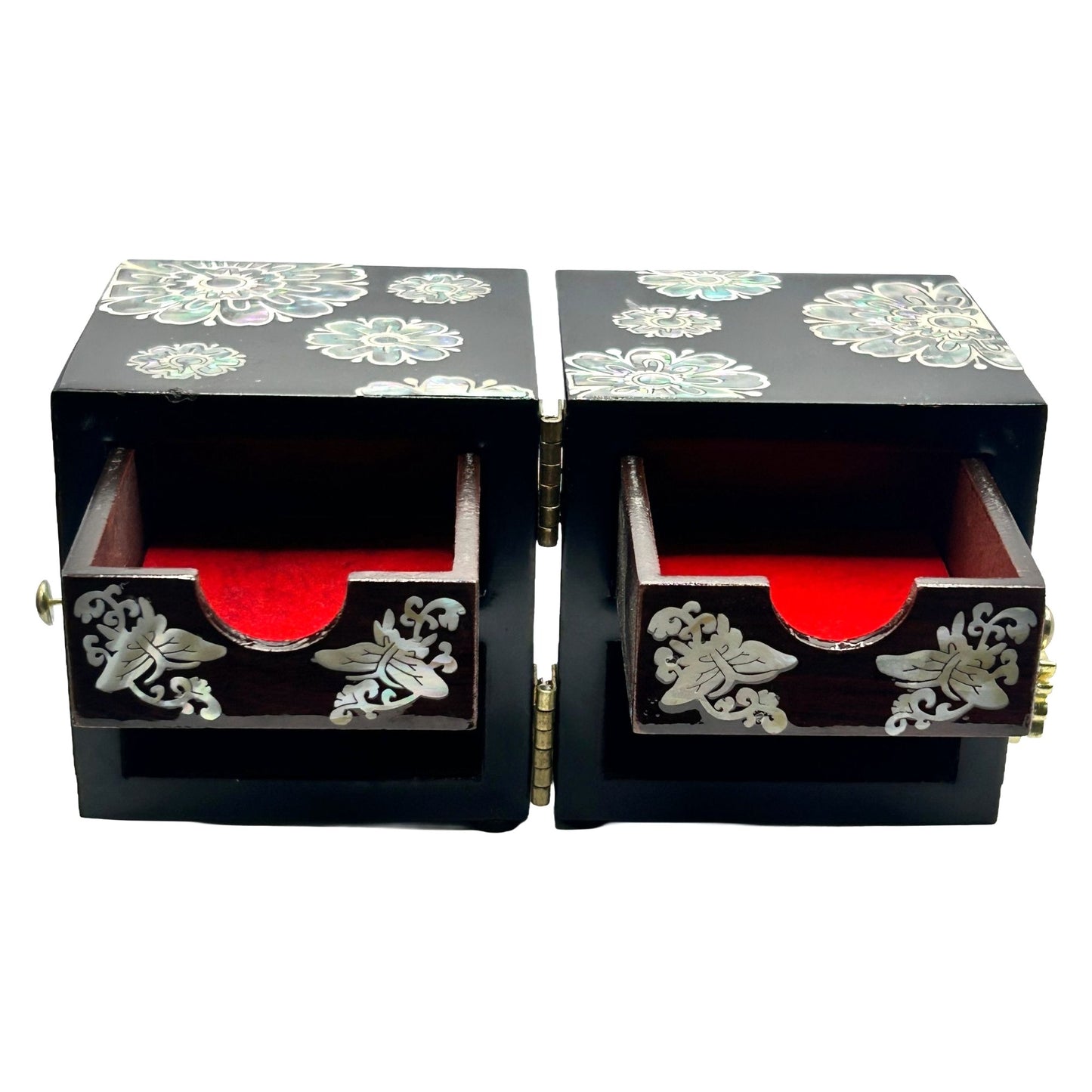 Bomano Handmade Rectangle Mother of Pearl Flower Jewelry Box - USED