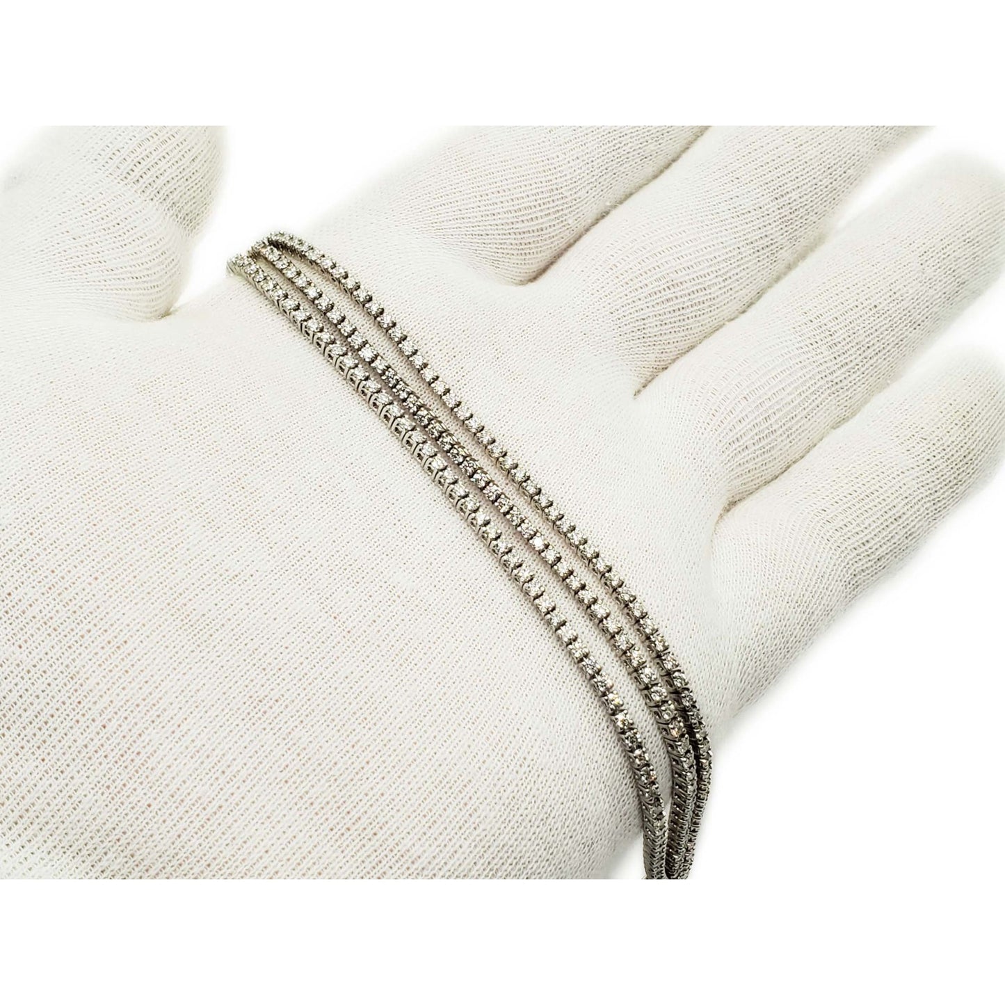 Hearts On Fire 6.93 ctw Natural Diamond Triple Strand Bracelet 18k White Gold