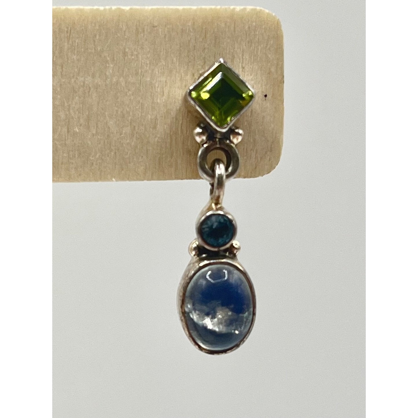 Nikki Butler 925 Sterling Silver Moonstone Peridot Blue Dangle Drop Earrings