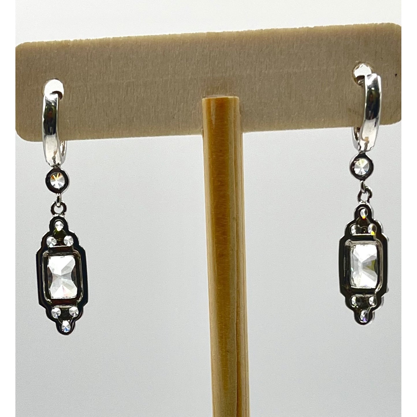 Michael Valitutti Gems En Vogue Sterling Silver CZ Dangle Drop Earrings Formal