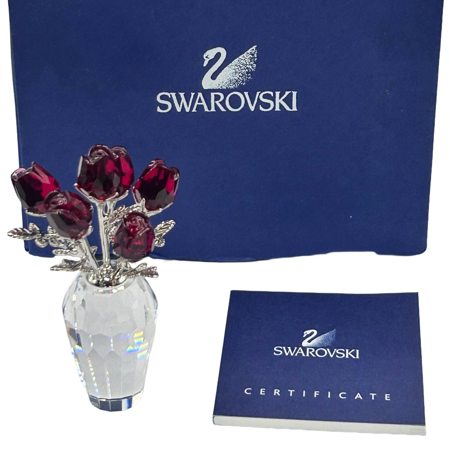 Swarovski Crystal 627098 Red Roses In Box With Certificate