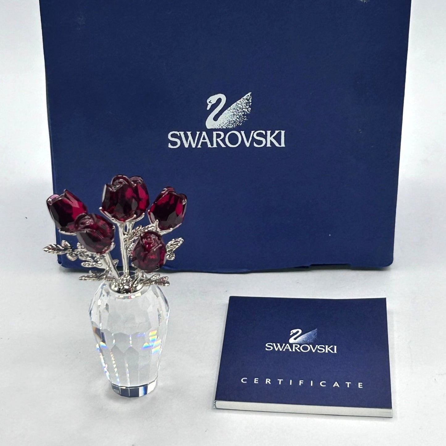 Swarovski Crystal 627098 Red Roses In Box With Certificate