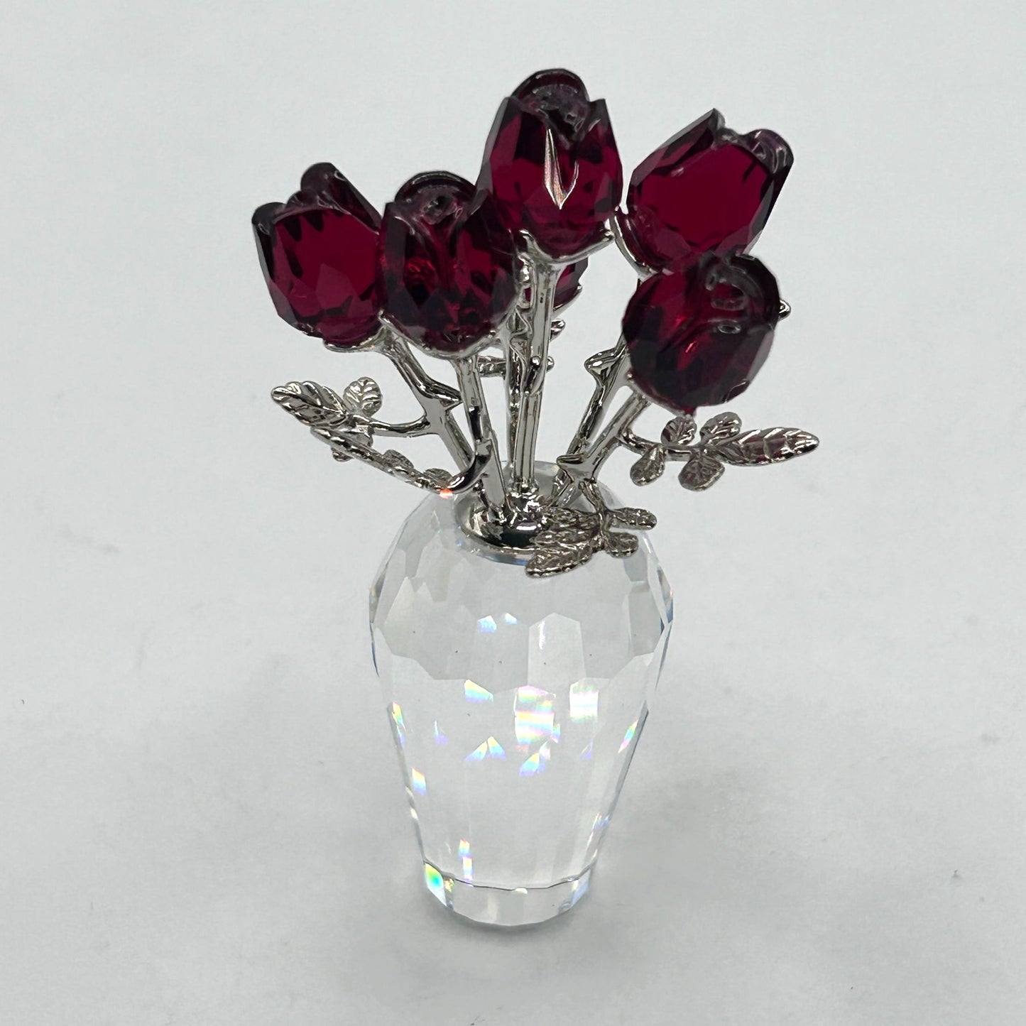 Swarovski Crystal 627098 Red Roses In Box With Certificate