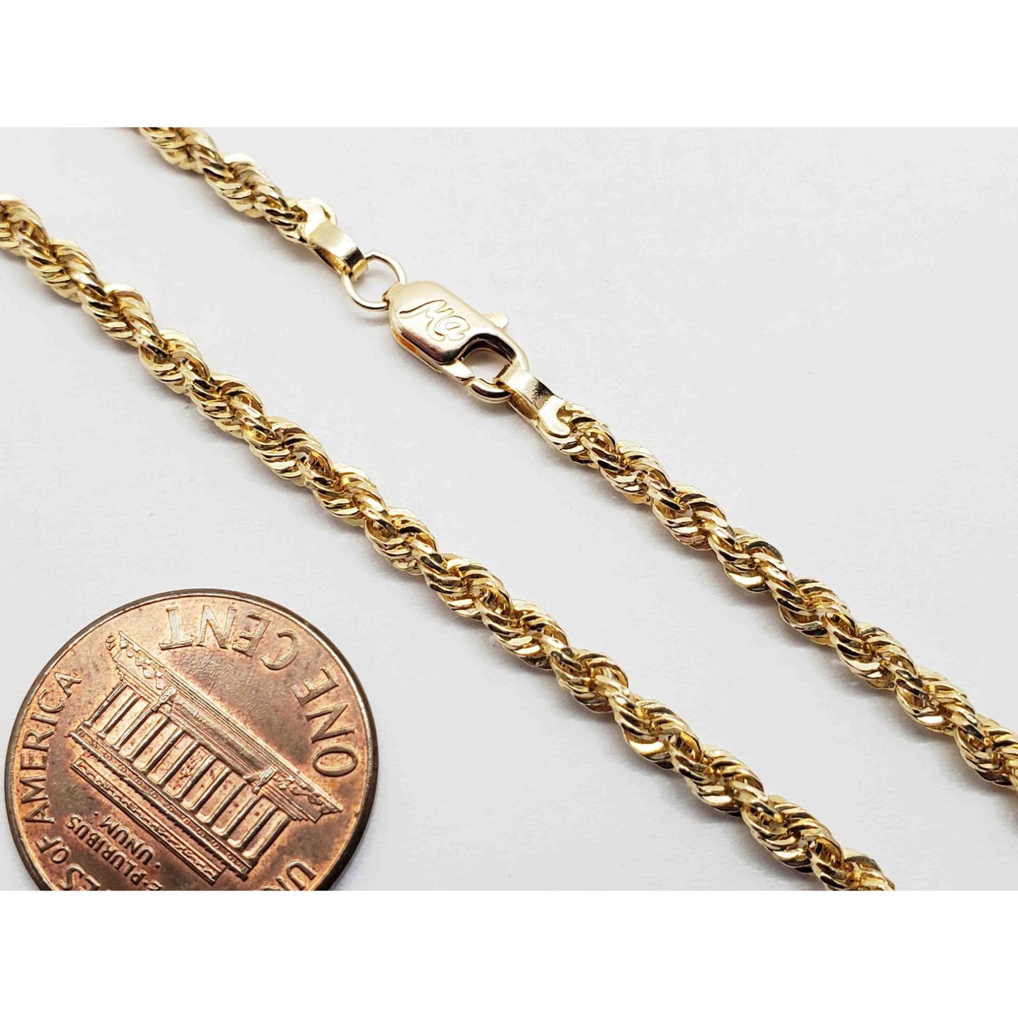 Michael Anthony Designer 2.9mm Wide Hollow Rope Chain Necklace 14k Gold 18" Long