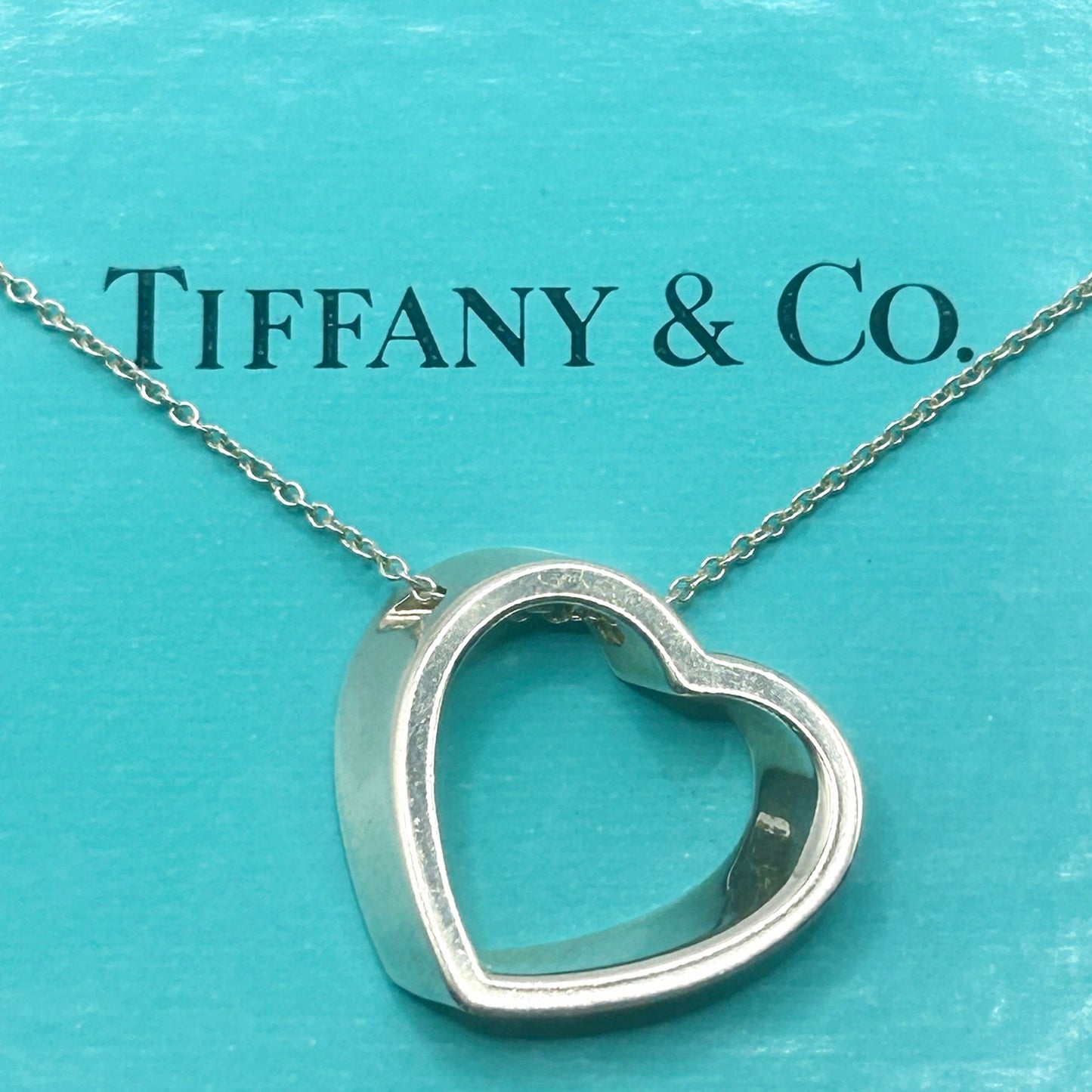 Vintage Tiffany & Co. 3D Geometric Open Heart 925 Sterling Silver 16" Necklace